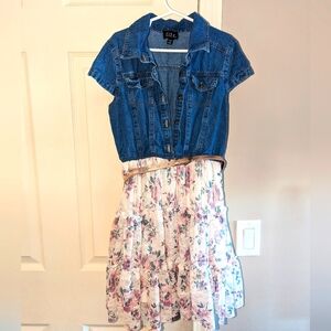 Girls floral short sleeve dress with floral pattern